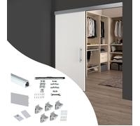 Emuca Kit de Railway Système coulissantes pour portes coulissantes en bois avec fermeture souple, 80kg, Aluminium, Anodisé mat