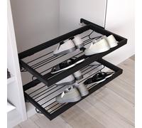Emuca - Kit tiroir à Chaussure avec glissières à Fermeture Douce pour Armoire, réglable, Module 900mm, Noir texturé