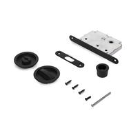 Emuca - Kit de serrure avec rosace ronde, serrure de condamnation pour porte coulissante, Ø57 mm, Acier, Noir