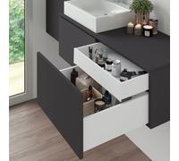 Emuca - Kit système tiroir de cuisine et salle de bain avec panneaux incluses et coulisses à sortie totale avec fermeture amortie, hauteur 93 mm pour module 450 mm et profondeur 500 mm, blanc.