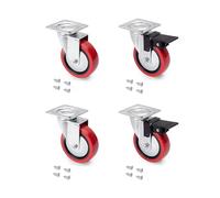 Set de 4 roulettes Slip 2 Red D.75mm sur platine - - 2041120