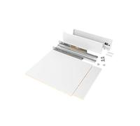 Emuca - Kit système tiroir de cuisine et salle de bain avec panneaux incluses et coulisses à sortie totale avec fermeture amortie, hauteur 93 mm pour module 450 mm et profondeur 500 mm, blanc.