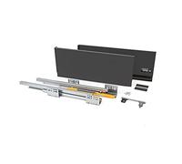 Emuca - Kit système tiroir pour cuisine ou salle de bain avec coulisses à extraction total et fermeture amortie, hauteur 185mm et profondeur 400mm, Gris anthracite