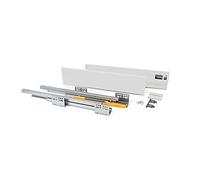 Emuca - Kit système tiroir pour cuisine ou salle de bain avec coulisses à extraction total et fermeture amortie, hauteur 105mm et profondeur 450mm, Blanc