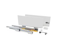 Emuca - Kit Système Tiroir pour Cuisine ou Salle de Bain avec Coulisses à Extraction Total et Fermeture Amortie, Hauteur 185mm et Profondeur 450mm, Blanc