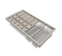Emuca Kit de organisateur de tiroirs, plateau auxiliaire et cadre de coulissage soft close pour armoires, réglable, module 900mm, Gris pierre Peint gris pierre G