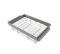 Emuca 7132752 Kit tiroir en fil métallique et rack ajustable Quartz pour armoires, glissières extension totale et à fermeture d