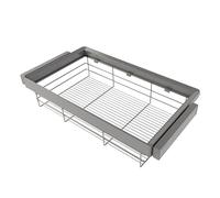 Emuca - Kit tiroir en fil métallique et rack ajustable Quartz pour armoires, glissières extension totale et à fermeture douce, Module 90cm, Finition Titane