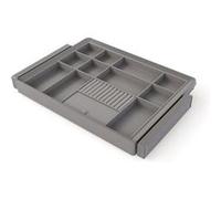Emuca - Kit tiroir organisateur et rack ajustable Quartz pour armoires, glissières extension totale et à fermeture douce, Module 70cm, Finition Titane