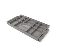 Emuca - Kit tiroir organisateur et rack ajustable Quartz pour armoires, glissières extension totale et à fermeture douce, Module 90cm, Finition Titane