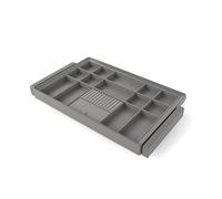 Emuca - Kit tiroir organisateur et rack ajustable Quartz pour armoires, glissières extension totale et à fermeture douce, Module 80cm, Finition Titane