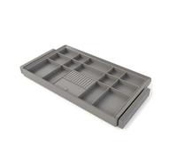Emuca - Kit tiroir organisateur et rack ajustable Quartz pour armoires, glissières extension totale et à fermeture douce, Module 90cm, Finition Titane