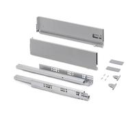 Emuca - Kit tiroir pour cuisine et bain à régulation 3D, hauteur 131mm, profondité 400mm, 40 Kg, fermeture amortie, panneaux non incluses, Acier, gris