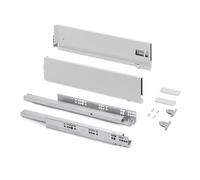 Emuca - Kit tiroir pour cuisine et bain à régulation 3D, hauteur 131mm, profondité 500mm, 40 Kg, fermeture amortie, panneaux non incluses, Acier, blanc