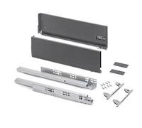 Emuca - Kit tiroir pour cuisine et bain à régulation 3D, hauteur 178mm, profondité 550mm, 40 Kg, fermeture amortie, panneaux non incluses, Acier, gris anthracite
