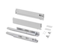 Emuca - Kit tiroir pour cuisine et bain à régulation 3D, hauteur 93mm, profondité 500mm, 40 Kg, fermeture amortie, panneaux non incluses, Acier, blanc