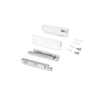 Emuca - Kit tiroir pour cuisine et bain, hauteur 178mm, profondité 400mm, 30 Kg, fermeture amortie, panneaux non incluses, Acier, Blanc