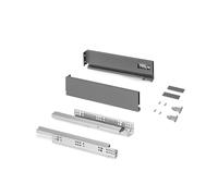 Emuca - Kit tiroir pour cuisine et bain, hauteur 93mm, profondité 350mm, 30 Kg, fermeture amortie, panneaux non incluses, Acier, Gris anthracite