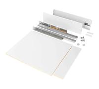 Emuca - Kit système tiroir de cuisine et salle de bain avec panneaux incluses et coulisses à sortie totale avec fermeture amortie, hauteur 93 mm pour module 450 mm et profondeur 500 mm, blanc.