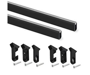 Emuca - Kit Tube de penderie, 1150 mm, Peint en Noir, Aluminium et Plastique