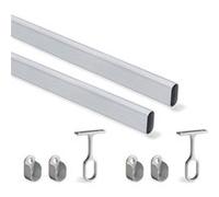 Emuca Kit barre de penderie 7070262, aluminium et zamak, 115 cm (30 x 15 mm), lot de 2