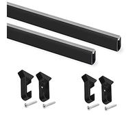 Emuca Kit tube de penderie Silk 750 mm peint en noir aluminium et plastique – Lot de 2