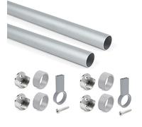 Emuca - Kit Tube de penderie Circulaire D. 28, 1150 mm, Aluminium, Anodisé Mat, Lot de 2
