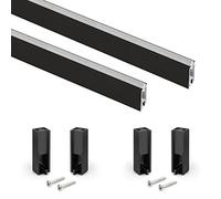 Emuca Kit tube de penderie Luxe 0,75 m aluminium et plastique peint noir texturé Lot de 2