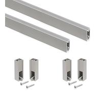Emuca - Kit Tube de penderie Luxe, 0,75 m, Peint Couleur Pierre, Aluminium et Plastique, Lot de 2
