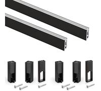 Emuca - Kit Tube de penderie Luxe, 1,15 m, Peint Couleur Noir texturé, Aluminium et Plastique, Lot de 2