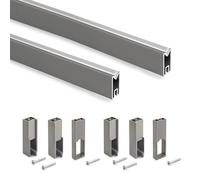 Emuca - Kit tube de penderie Luxe, 1,15 m, Titanium, Aluminium et Plastique, 1 kit
