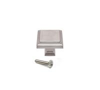 Boutons de meuble carrés en zamak Ceuta - 31,5 x 31,5 mm - par 10 - nickelé satiné EMUCA