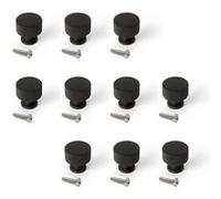 Emuca Lot de 10 boutons pour meubles Argos, diamètre 30mm, Aluminium, Peint en noir Peint en noir G