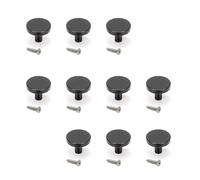 Emuca - Lot de 10 boutons pour meubles, diamètre 28.5mm, Zamak, Peint en noir