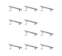 Emuca - Lot de 10 poignées pour meubles Orlando, L136mm, entraxe 96mm, Acier, Nickel satiné