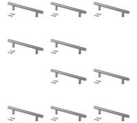 Emuca - Lot de 10 poignées pour meubles Orlando, L136mm, entraxe 96mm, Acier, Nickel satiné
