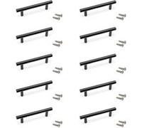 Emuca Poignées pour meubles Orlando – Lot de 10, L136 mm entraxe 96 mm, Acier peint noir