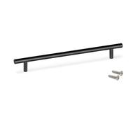 Emuca Poignées pour meubles Orlando – Lot de 10, L210 mm, entraxe 160 mm, acier peint en noir
