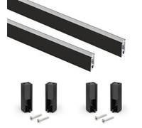 Emuca Kit tube de penderie Luxe 0,75 m aluminium et plastique peint noir texturé Lot de 2