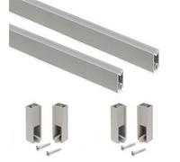 Emuca - Kit Tube de penderie Luxe, 0,75 m, Peint Couleur Pierre, Aluminium et Plastique, Lot de 2