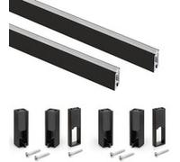 Emuca Kit tube de penderie Luxe 1,15 m Noir texturé Aluminium et plastique Lot de 2