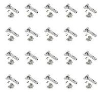 Emuca – Kit charnières droites X92N à visser 105° nickel satiné, 20 pièces