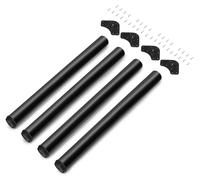 Emuca, lot de 4 pieds de table, diamètre 60 mm, H 710 mm, acier, laqué noir