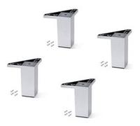 Emuca Lot de 4 pieds pour meuble Alumix 1, hauteur 100mm, Plastique, chromé Chromé G