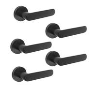 Emuca - Poignée de porte intérieur, lot de 5 ensembles de poignées de porte avec rosace D.50 mm, Aluminium, noir.