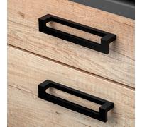 Emuca - Poignée pour meuble Cleveland, entraxe 128 mm, L144 mm, Peint en noir, Zamak, 5 u