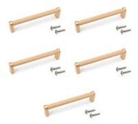 Emuca - Lot de 5 poignées pour meubles, L141mm, entraxe 128mm, Aluminium, peint en or