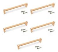 Emuca - Lot de 5 poignées pour meubles, L173mm, entraxe 160mm, Aluminium, peint en or