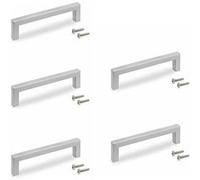 Emuca - Poignée pour meuble, entraxe 128 mm, L136 mm, Zamak, Nickel satiné, 5 ut.