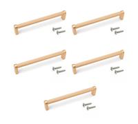 Emuca - Lot de 5 poignées pour meubles, L173mm, entraxe 160mm, Aluminium, peint en or